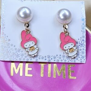 Cute Pink Bear Pearl Earrings
